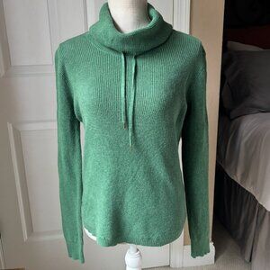 Ralph Lauren - Thermal Knit Cowl Neck Green Sweater - 100% Cotton (Size: M)